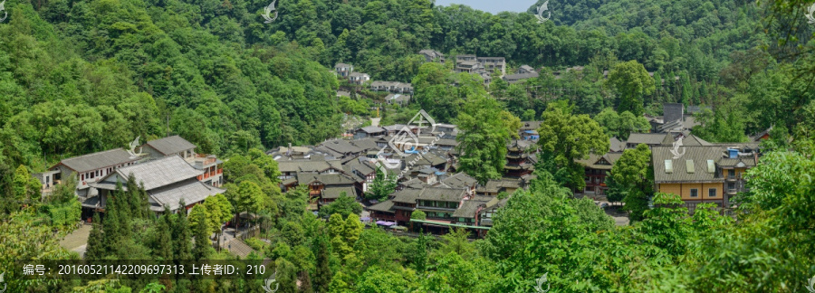 青城后山泰安古镇全景图