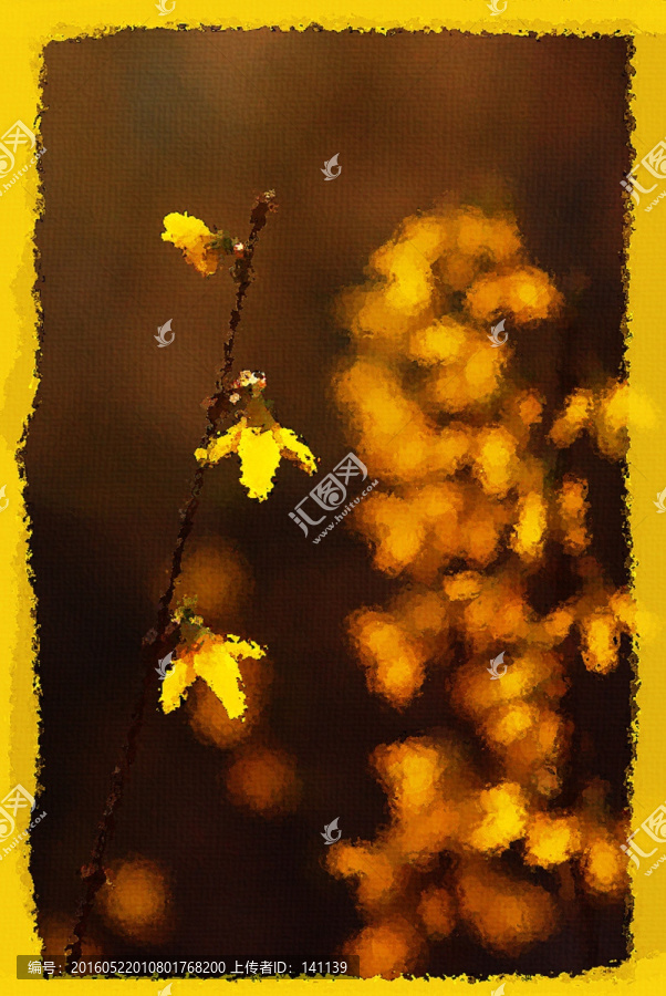 迎春花油畫