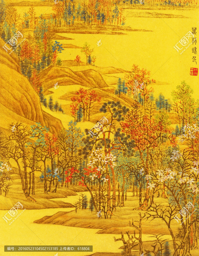 工笔山水风景国画,画廊高清品质