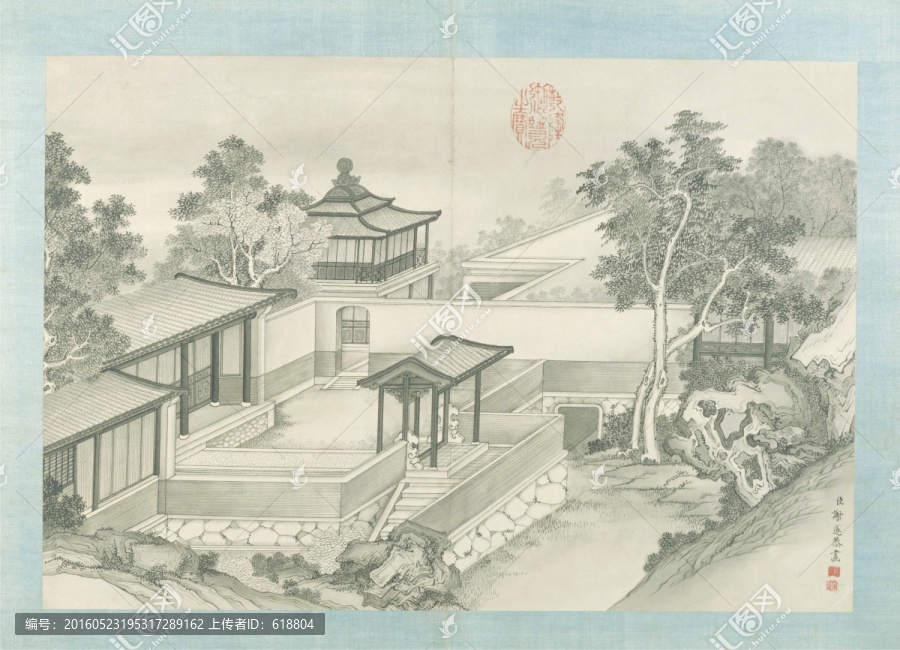 亭臺(tái)樓閣風(fēng)景國畫,高清品質(zhì)
