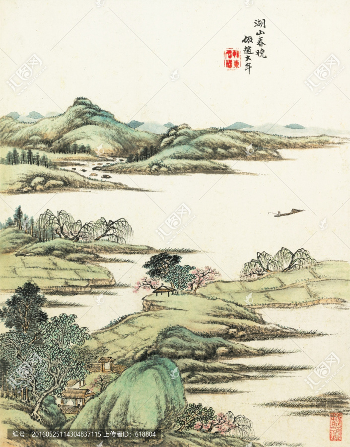 高清山水國畫,畫廊專用畫芯圖片