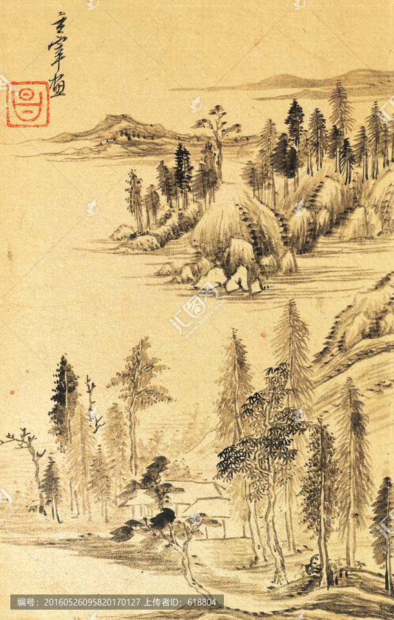 山水畫,畫廊高清圖片