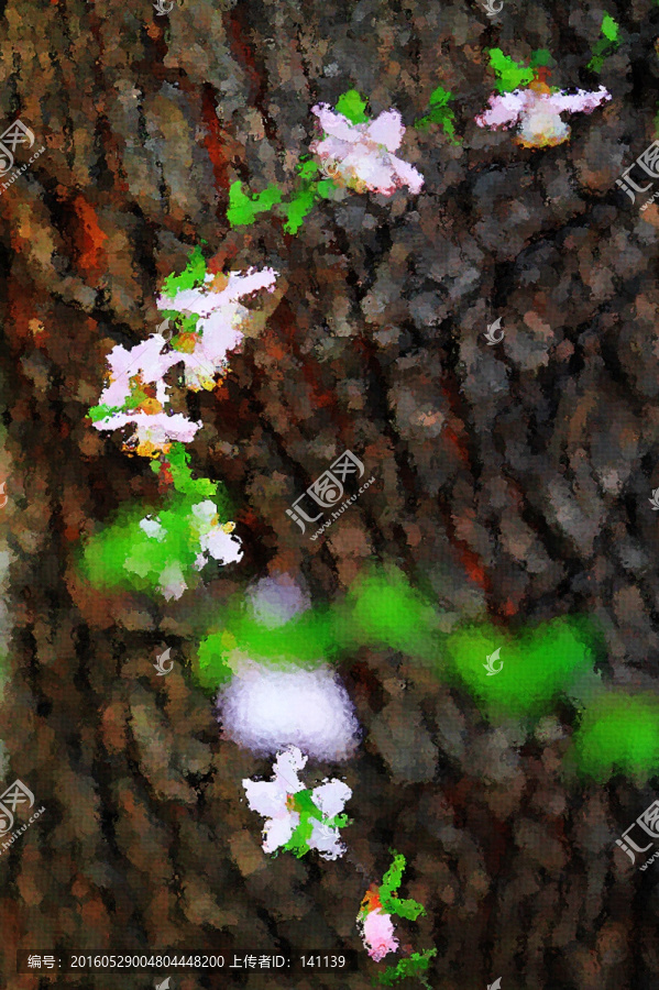 桃花油畫