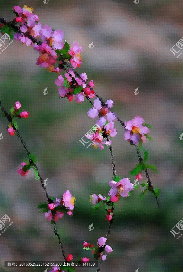 桃花油畫