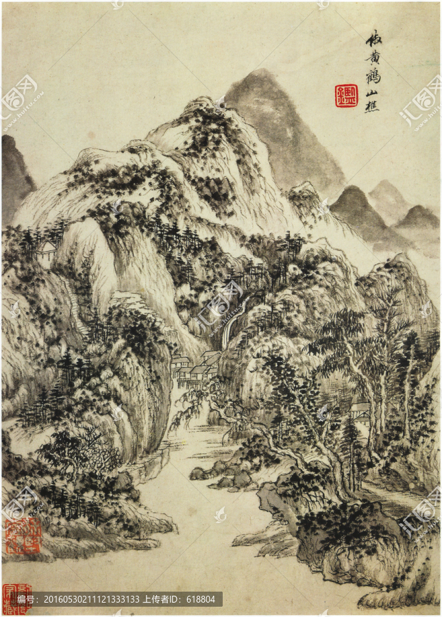 水墨意境国画,画廊品质