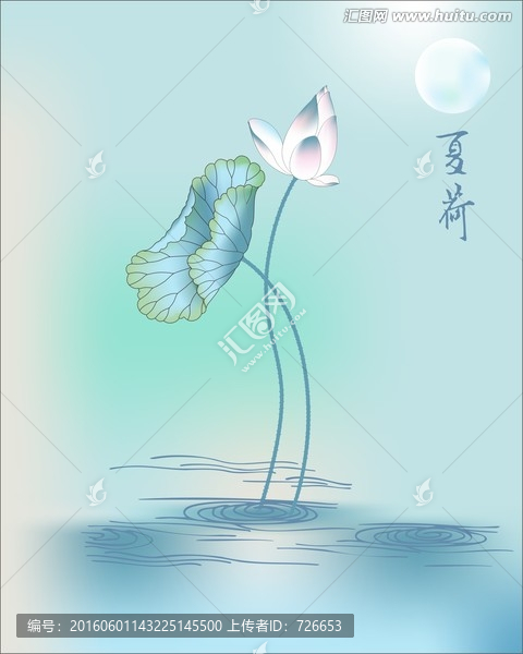 矢量荷花,荷塘月色,壁紙