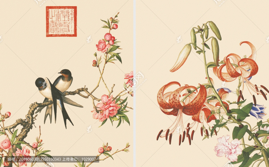 花鳥國畫,郎世寧,組合畫