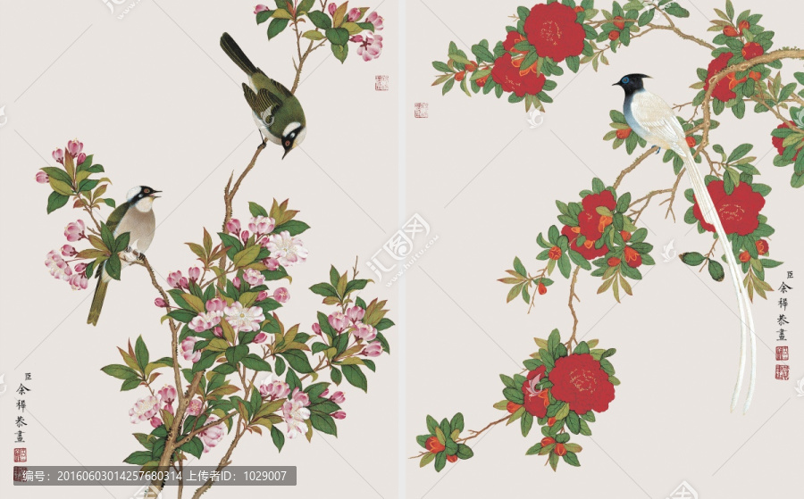 花鳥(niǎo)國(guó)畫(huà)組合套畫(huà),余稚作品