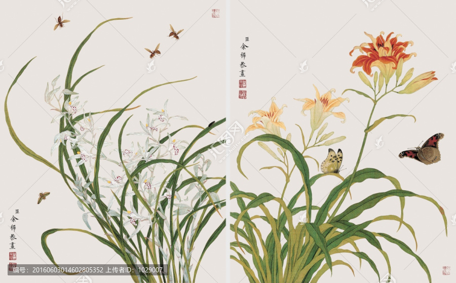 花鳥(niǎo)國(guó)畫(huà)組合套畫(huà),余稚作品