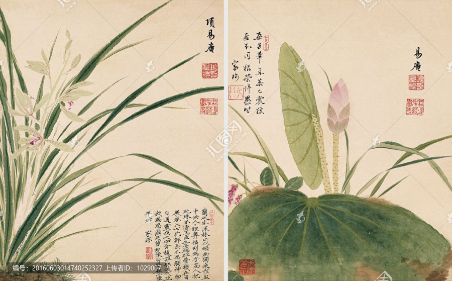 花鳥國畫套畫,清代,項(xiàng)圣謨