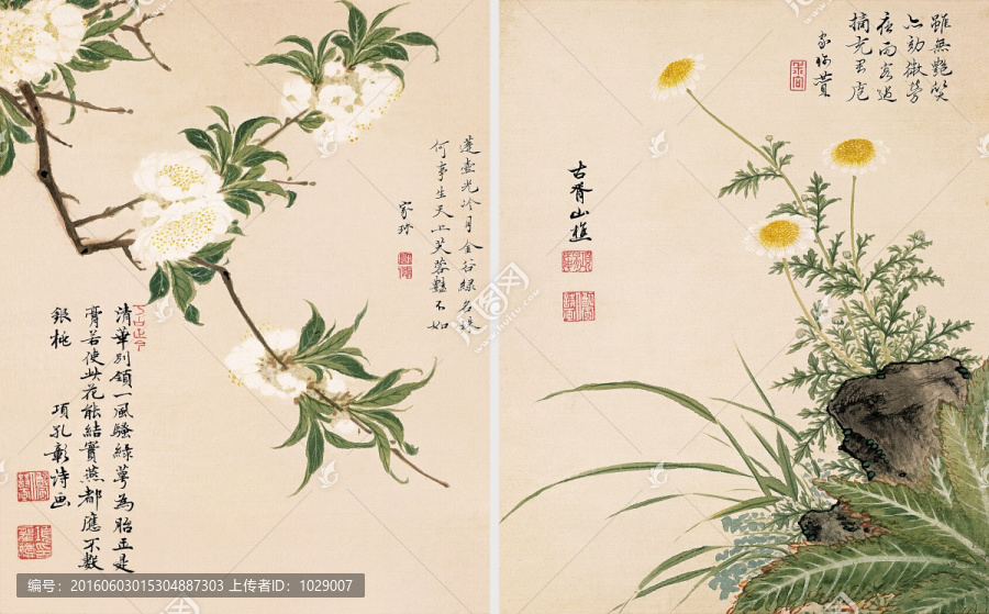 花鳥(niǎo)國(guó)畫套畫,清代,項(xiàng)圣謨