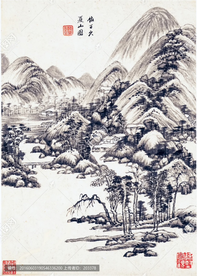 王鑒仿古山水畫,高清品質(zhì)