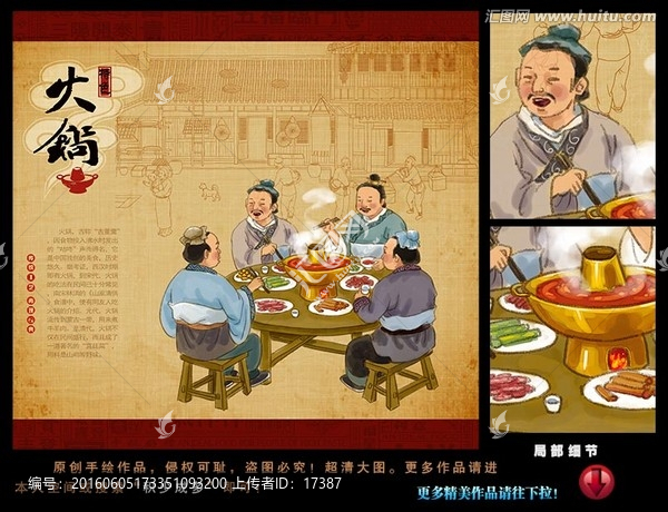 重慶火鍋畫,古代人物,飲食文化