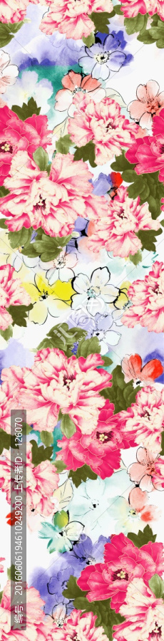 牡丹花卉花紋,未分層