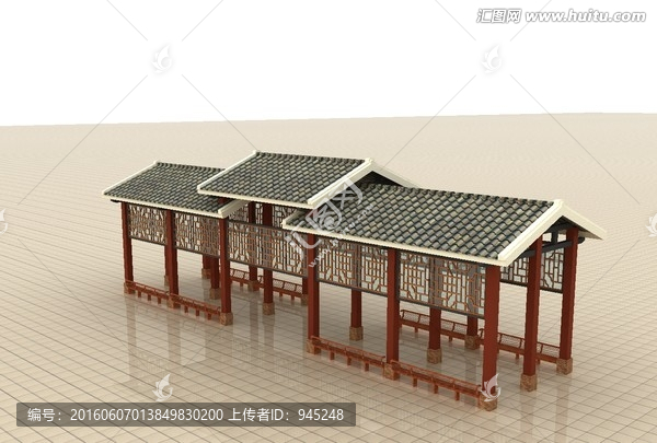 帶屋檐中式廊架
