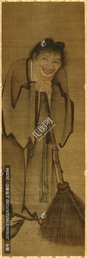 寒山拾得圖,元,顏輝