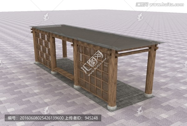 新中式風(fēng)格防腐木廊架