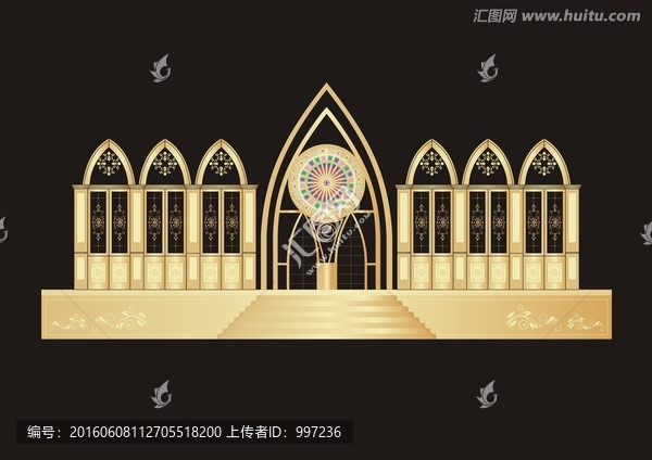 婚禮復古歐式教堂門古堡門
