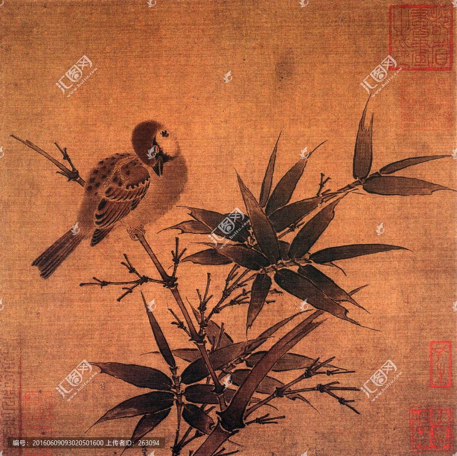 竹雀圖,吳炳