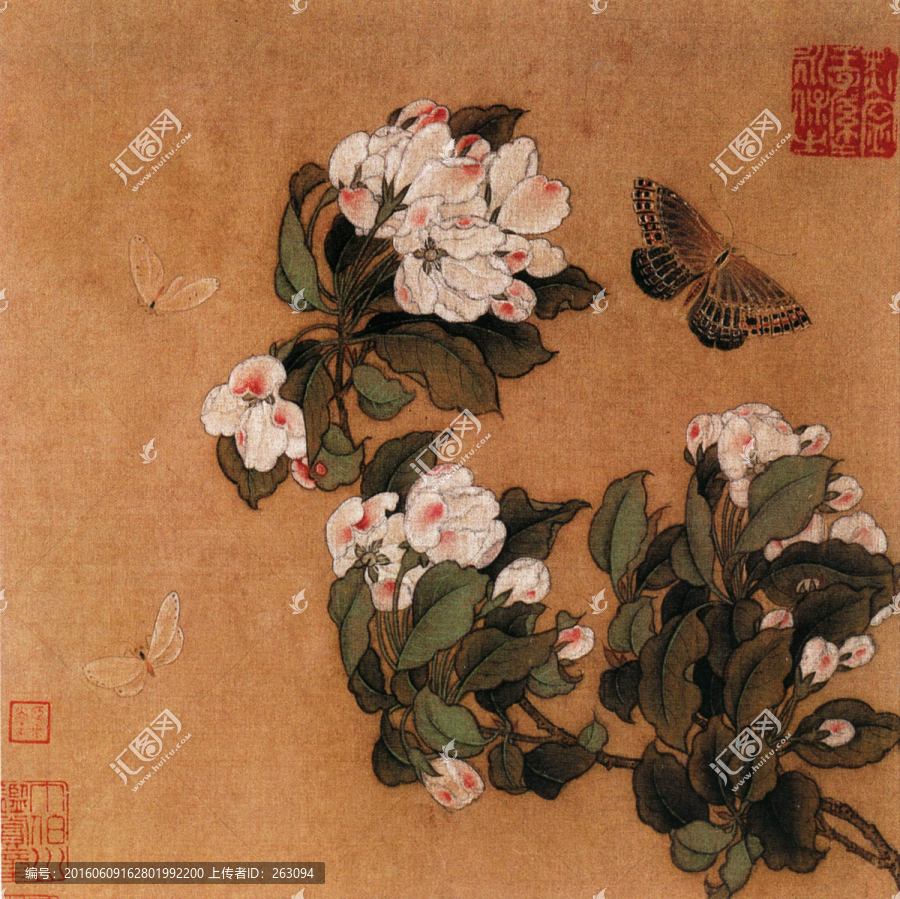 海棠蝴蝶圖