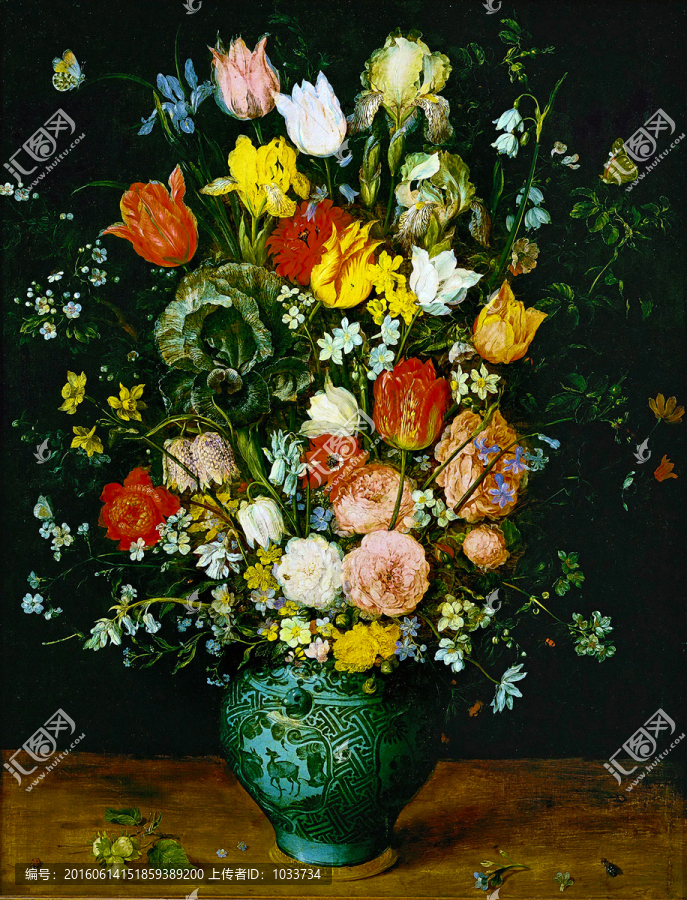 瓶中花中國(guó)花瓶歐式鮮花懷舊油畫(huà)