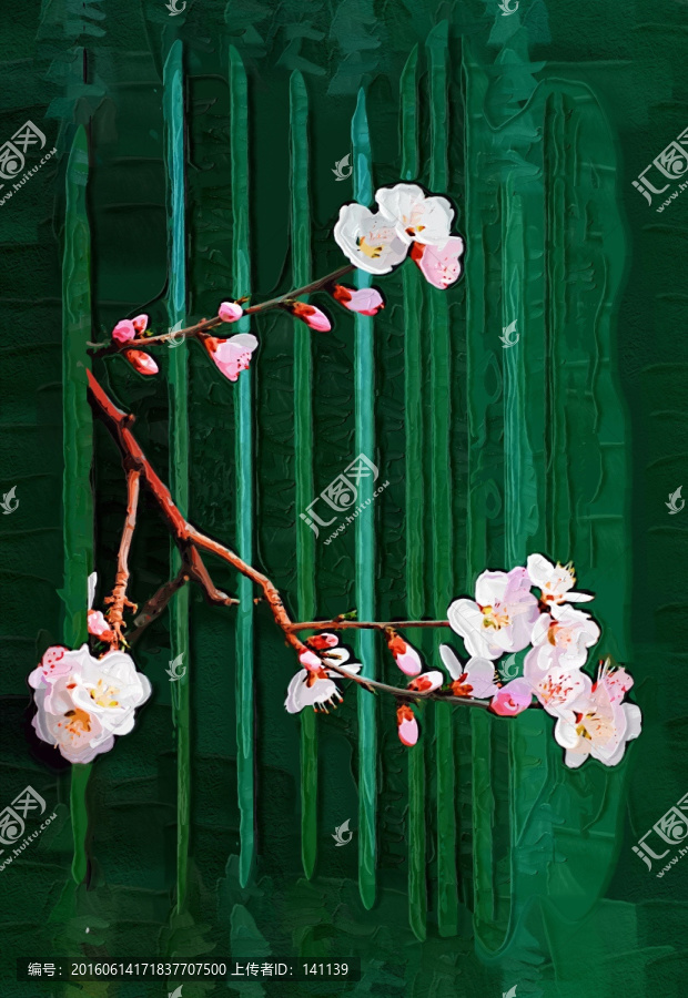 桃花油畫