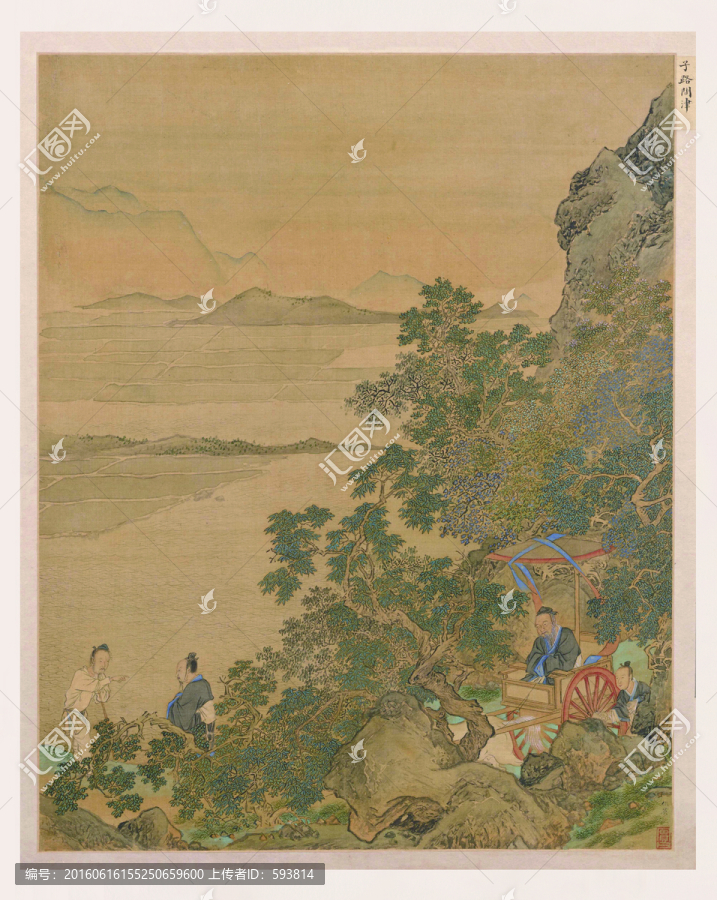 仇英人物故事圖,子路問津
