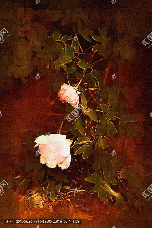 牡丹花油畫