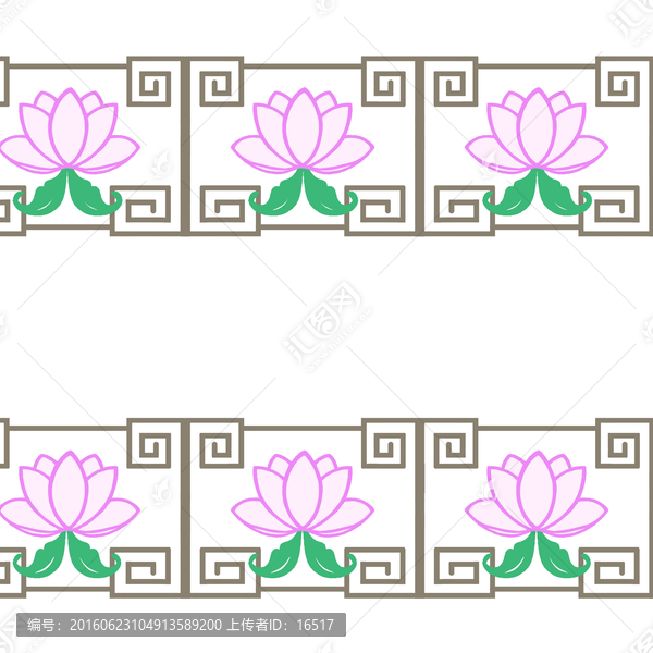 蓮花邊框,中式荷花花紋