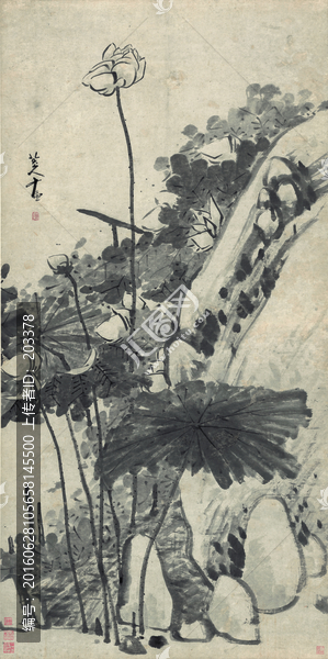 明,朱耷,墨荷圖