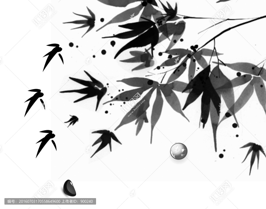 水墨,竹葉