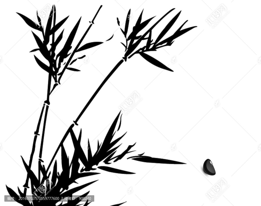 水墨,竹葉