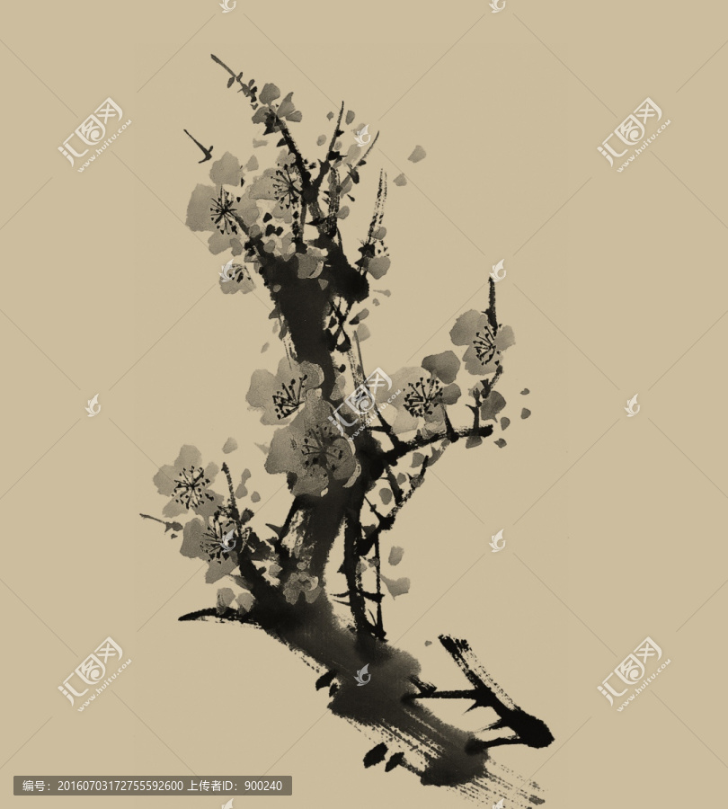 水墨,梅花