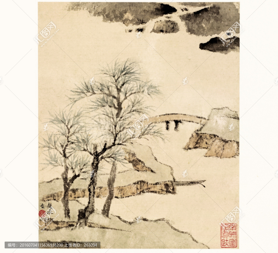 查士標(biāo),山水國畫