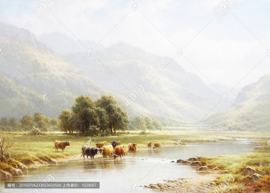 放牧歐式復(fù)古風(fēng)景油畫