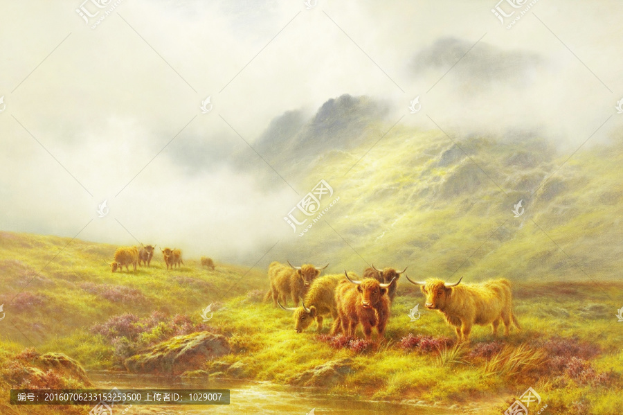 牧場歐式復(fù)古風(fēng)景油畫