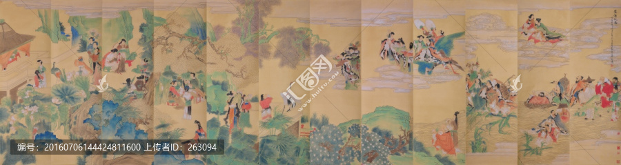 任熊,12屏群仙祝壽手卷全卷