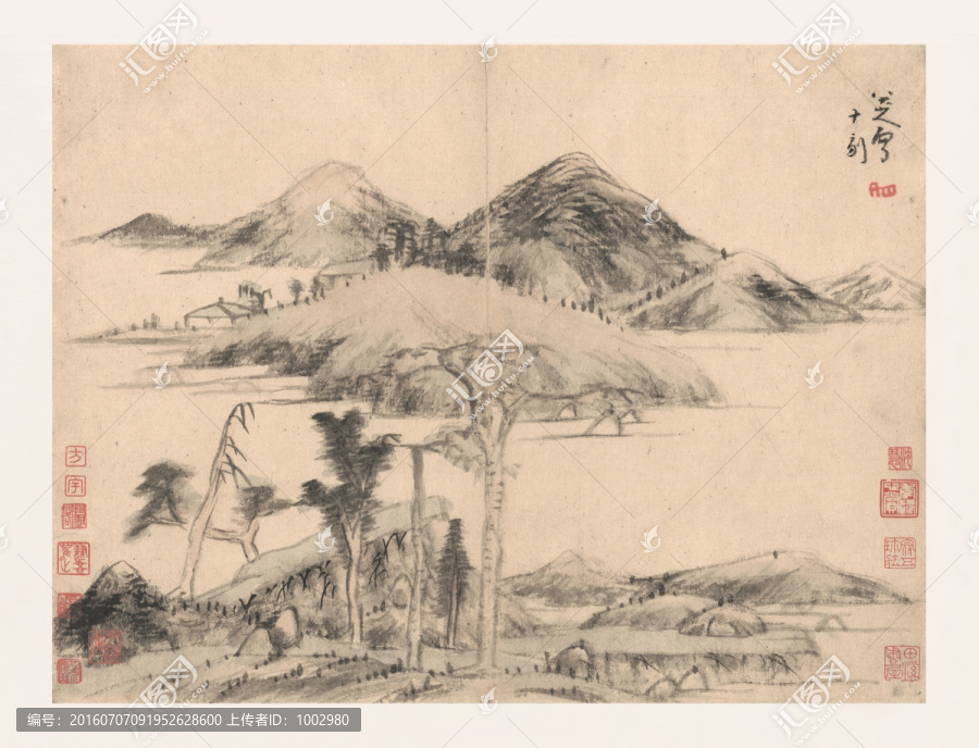 朱耷國畫,國畫山水（合層）