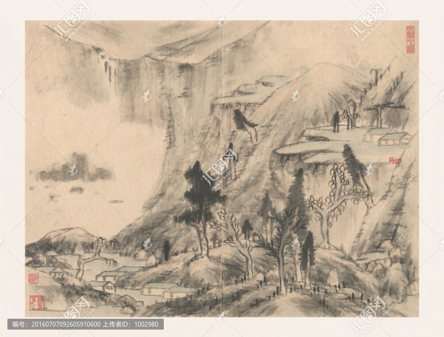 朱耷國畫,國畫山水（合層）