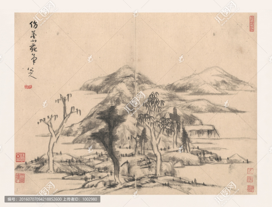 朱耷國畫,國畫山水（合層）