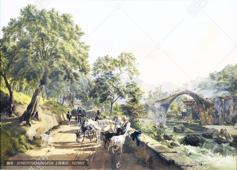 山村小路風(fēng)景油畫