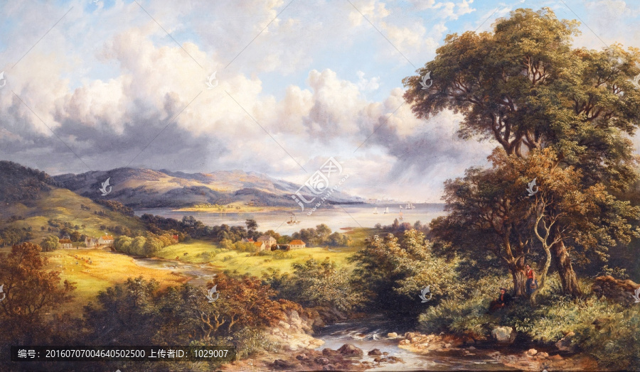 橫幅田園風(fēng)景油畫裝飾畫