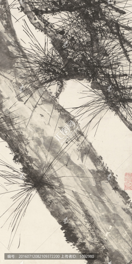 高清國(guó)畫,國(guó)畫松樹(shù)（合層）