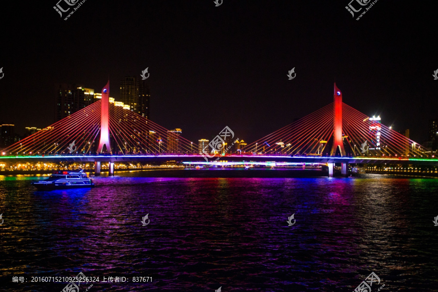 广州海印桥,珠江夜景,珠江