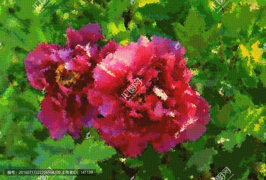 牡丹花油畫