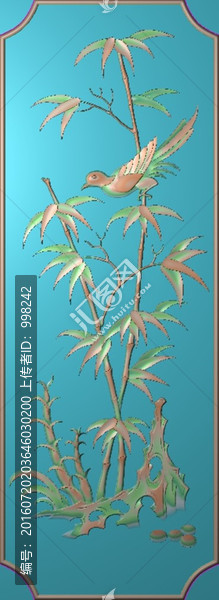 竹子鳥精雕圖