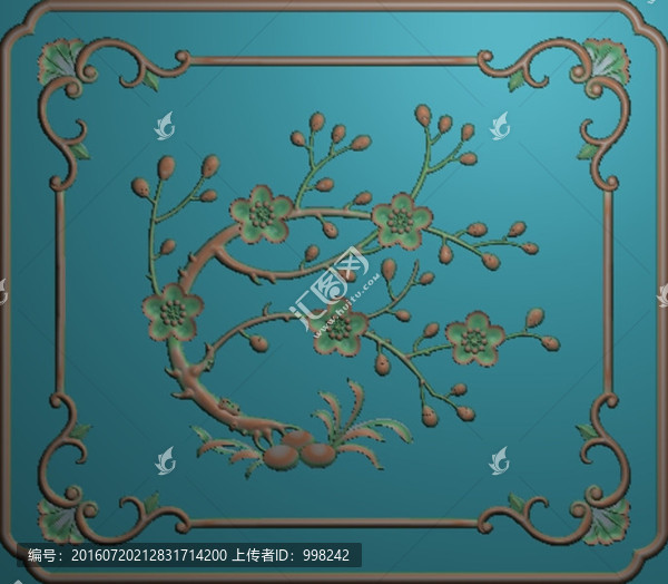 梅花門板精雕圖