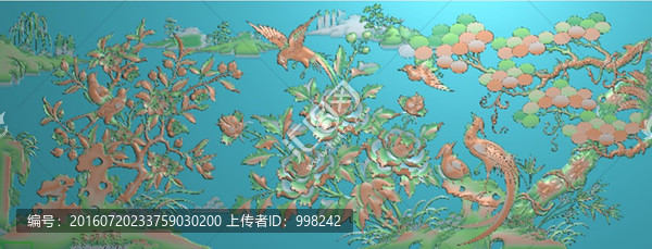 牡丹花春暖花開精雕圖
