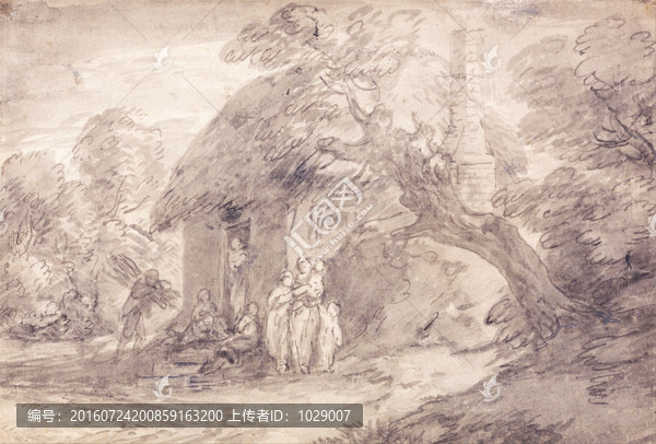 古老的風(fēng)景素描手稿