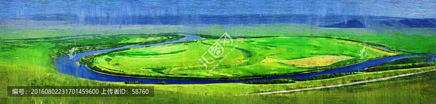 電腦油畫,草原之河